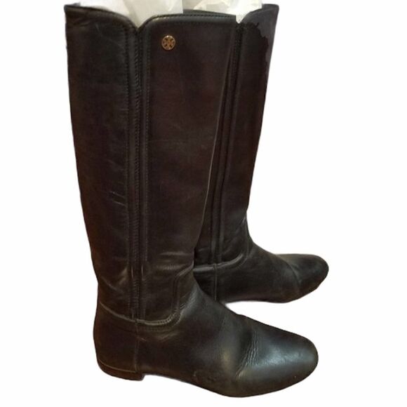Authentic Tory Burch Irene Equestrian Black Boots - Picture 1 of 10